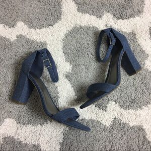 WORTHINGTON | Denim Ankle Strap Block Heels